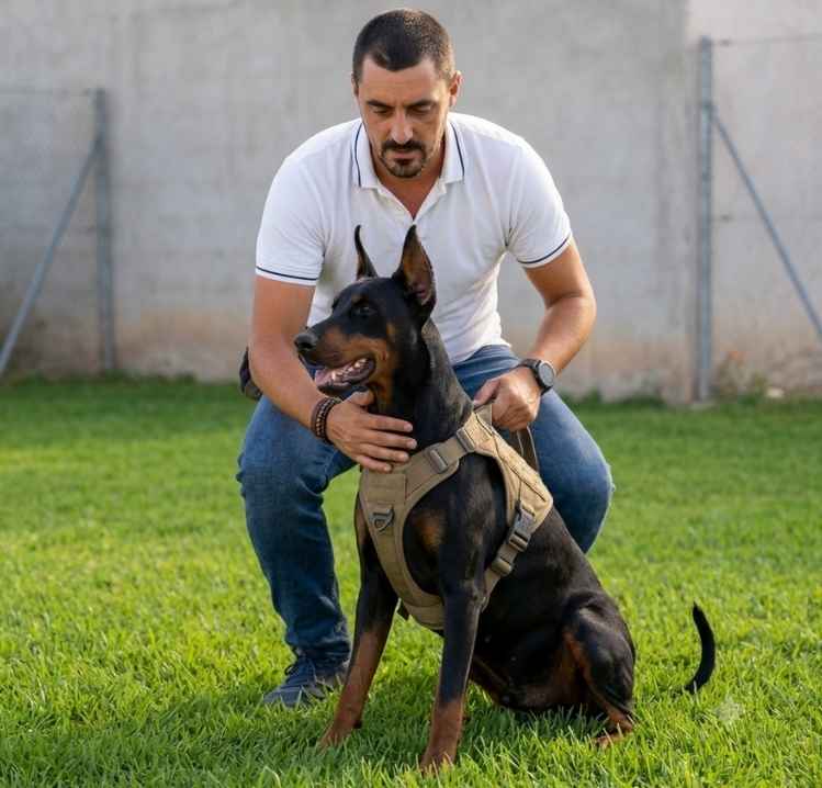 Educación canina y adiestramiento de un doberman en Centro Canino Valentia, CCV