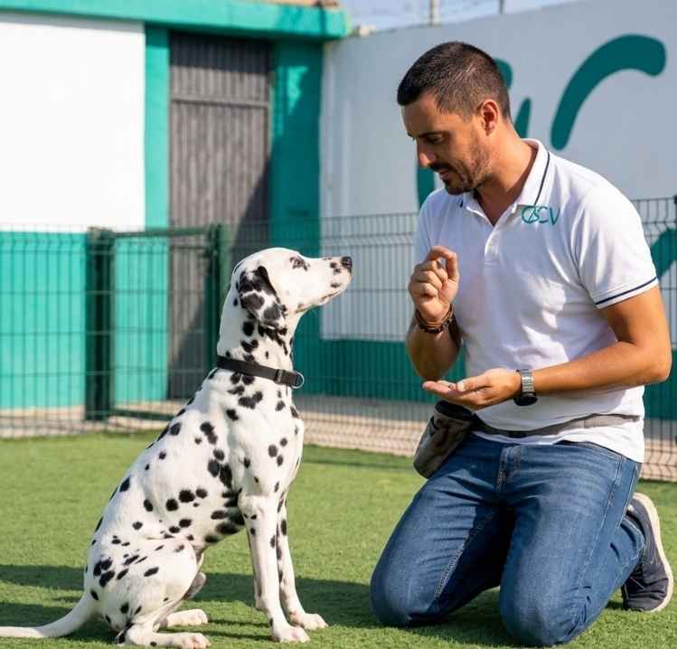 Un Dalmata siendo adiestrado en Centro Canino Valentia